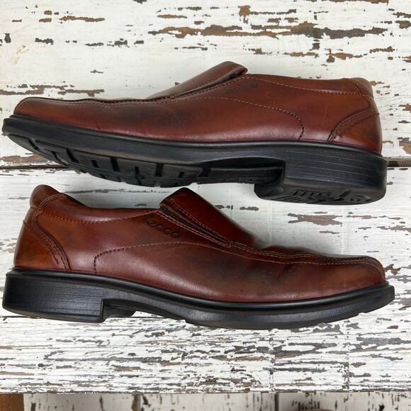 Ecco Leather Dress shoe men’s size 43 (9-9 1/2) Brown slip on Great Condition ! - Picture 7 of 10